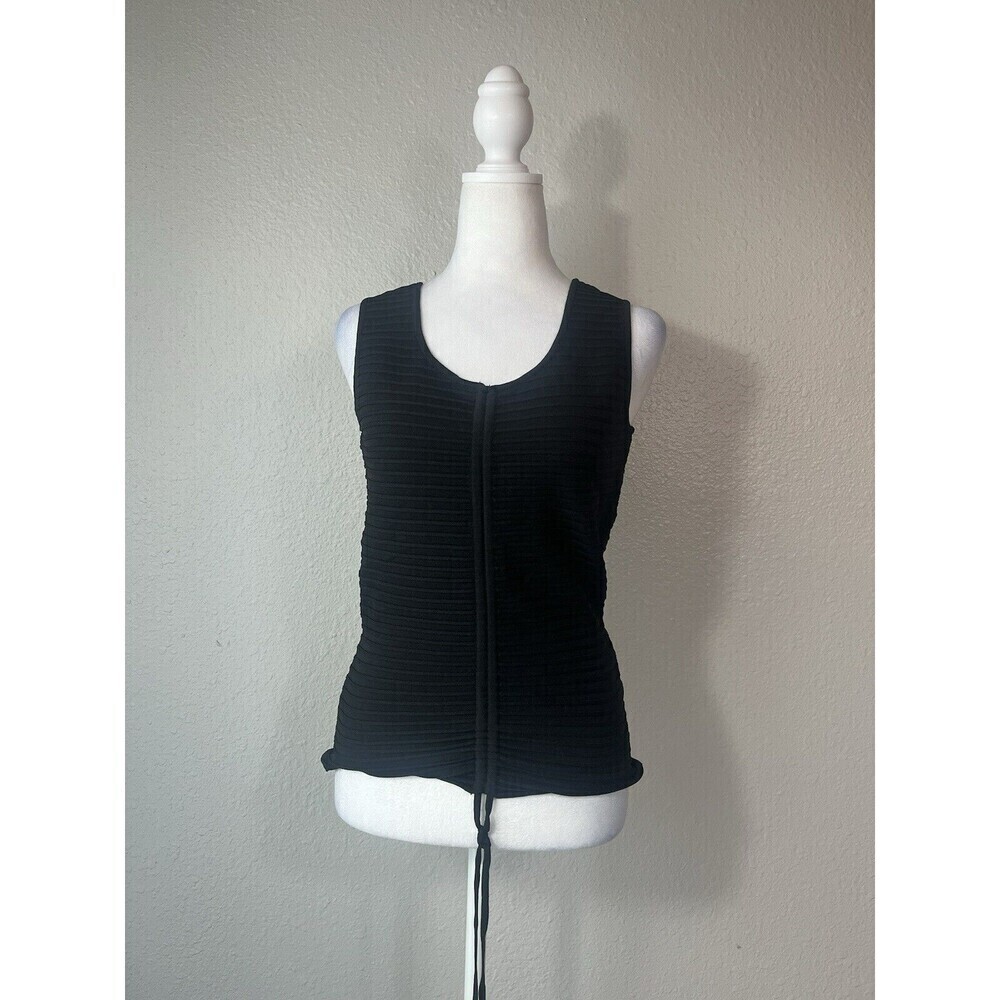 Cache Women’s Black Sleeveless Scrunch Tie Long Tank Top Size Medium A7